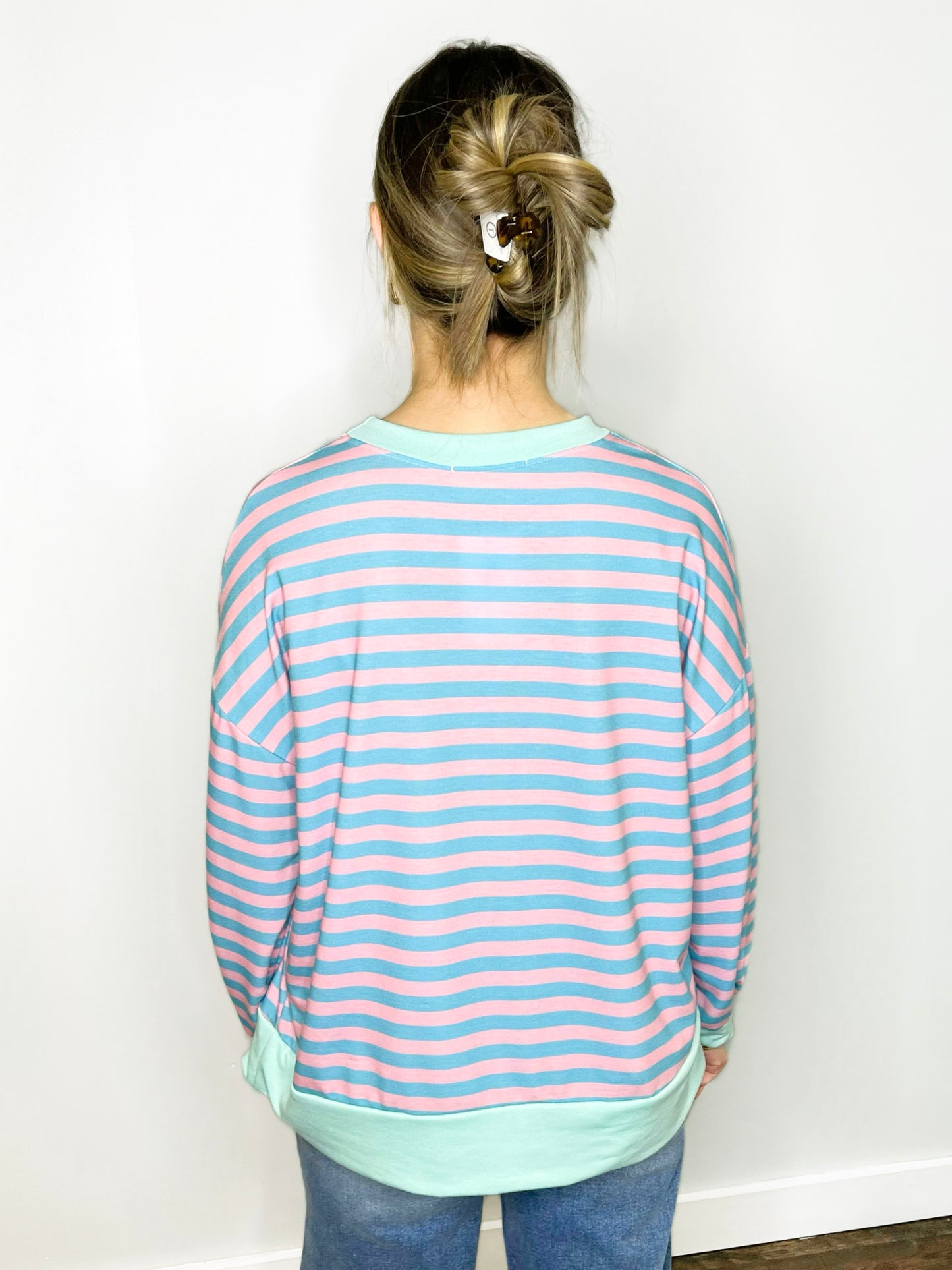 Cassidy Striped Pullover | Teal