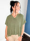 Gracie Split Neck Knit Pullover | Light Olive
