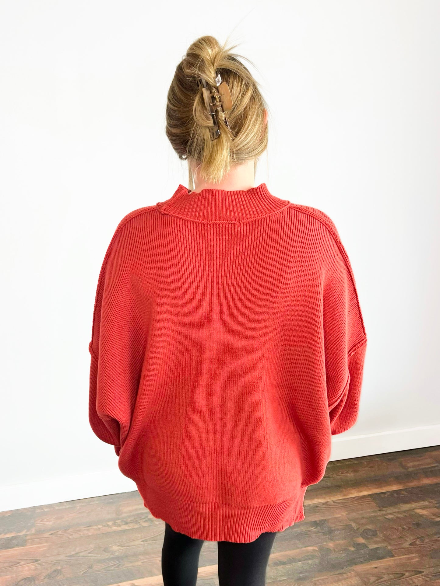 Bonnie Side Slit Oversized Sweater | Rust