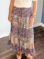 Katherine Printed Tiered Maxi Skirt | Navy