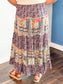 Katherine Printed Tiered Maxi Skirt | Navy