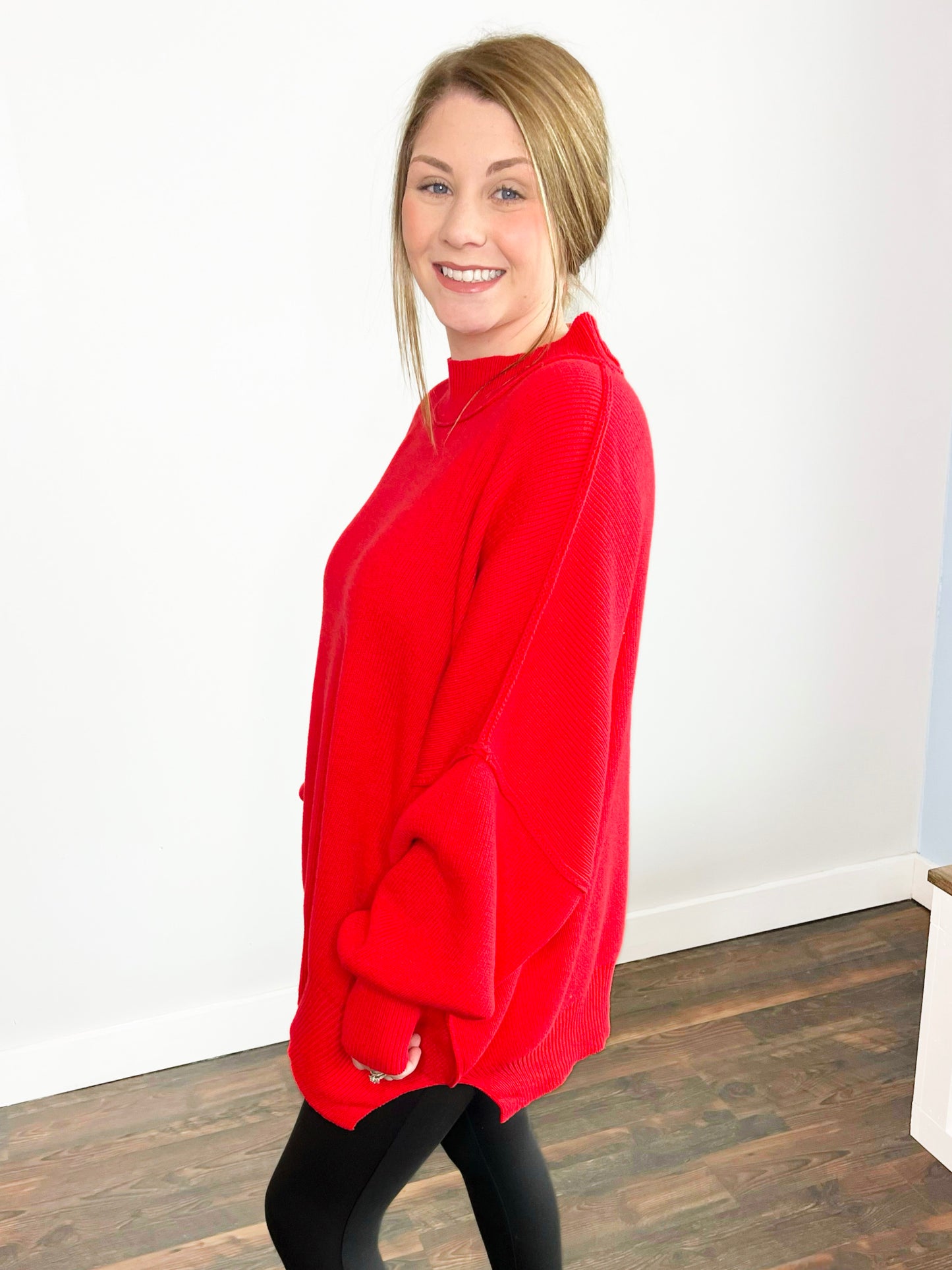 Bonnie Side Slit Oversized Sweater | Ruby