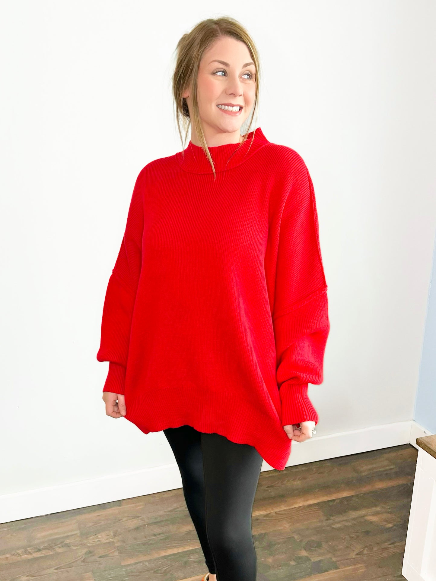 Bonnie Side Slit Oversized Sweater | Ruby