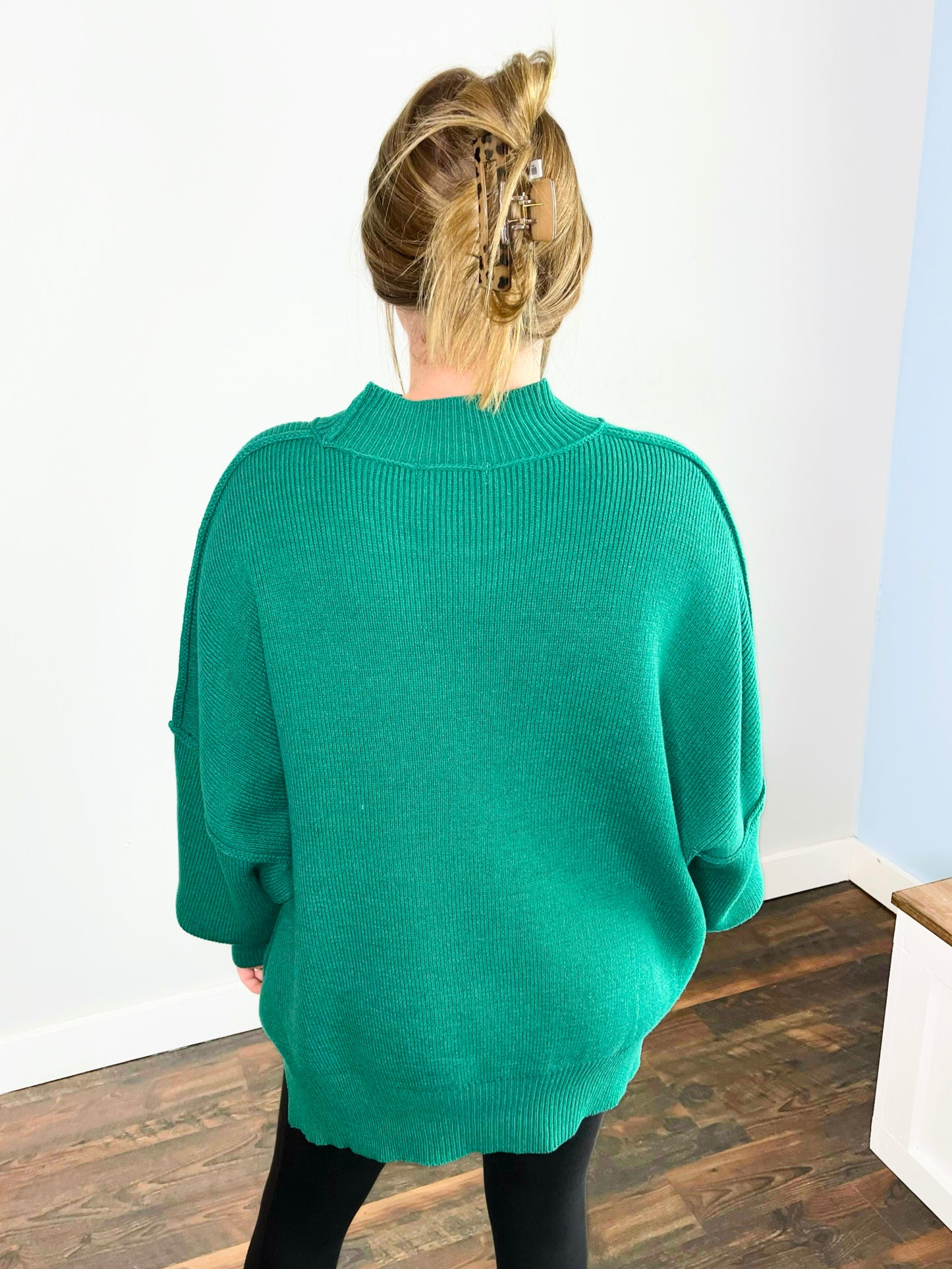 Bonnie Side Slit Oversized Sweater | Forest