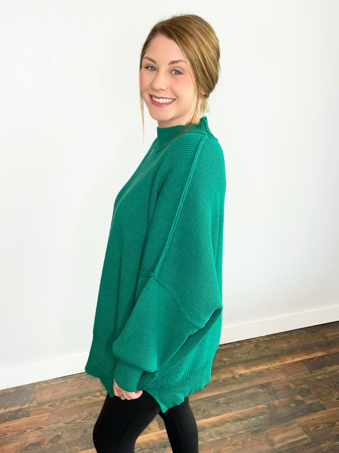 Bonnie Side Slit Oversized Sweater | Forest