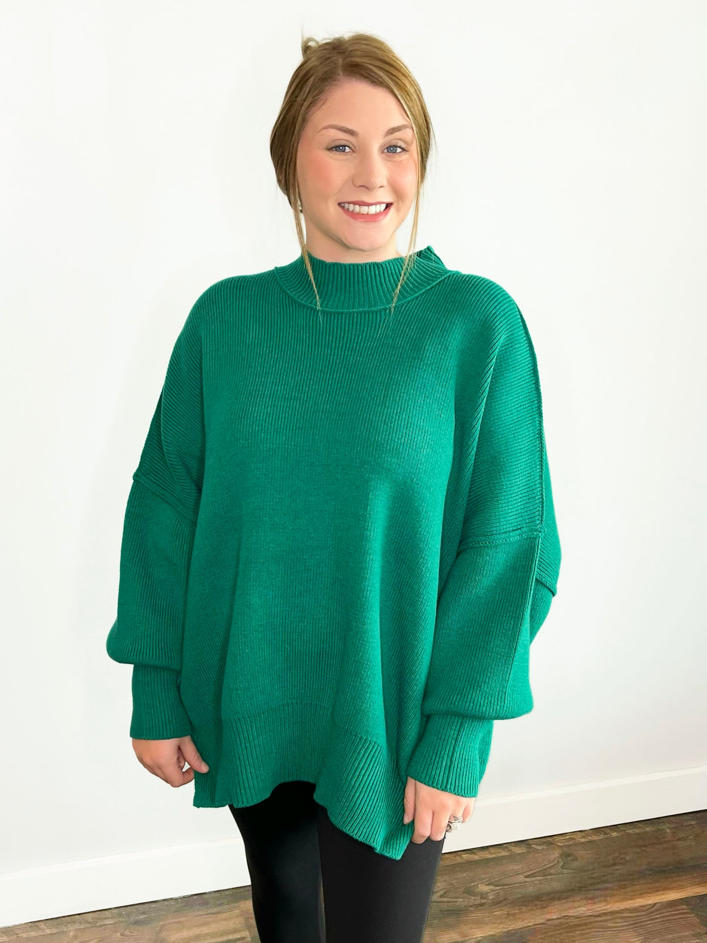 Bonnie Side Slit Oversized Sweater | Forest