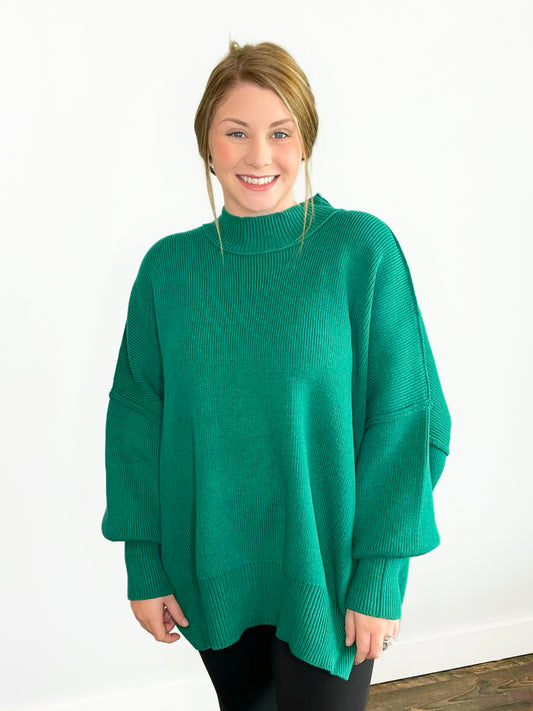 Bonnie Side Slit Oversized Sweater | Forest