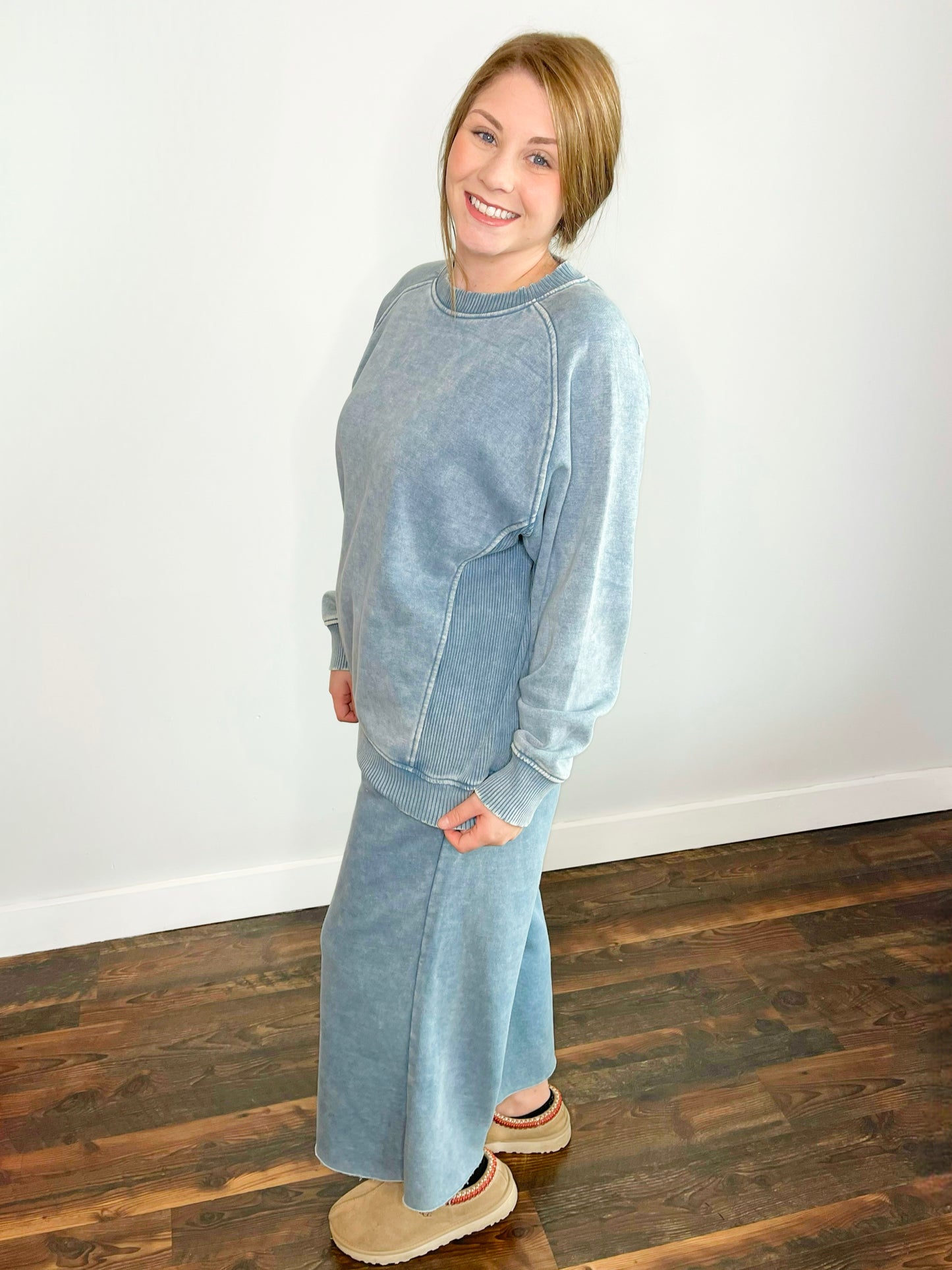 Bailey Raglan Sweatshirt | Blue Grey