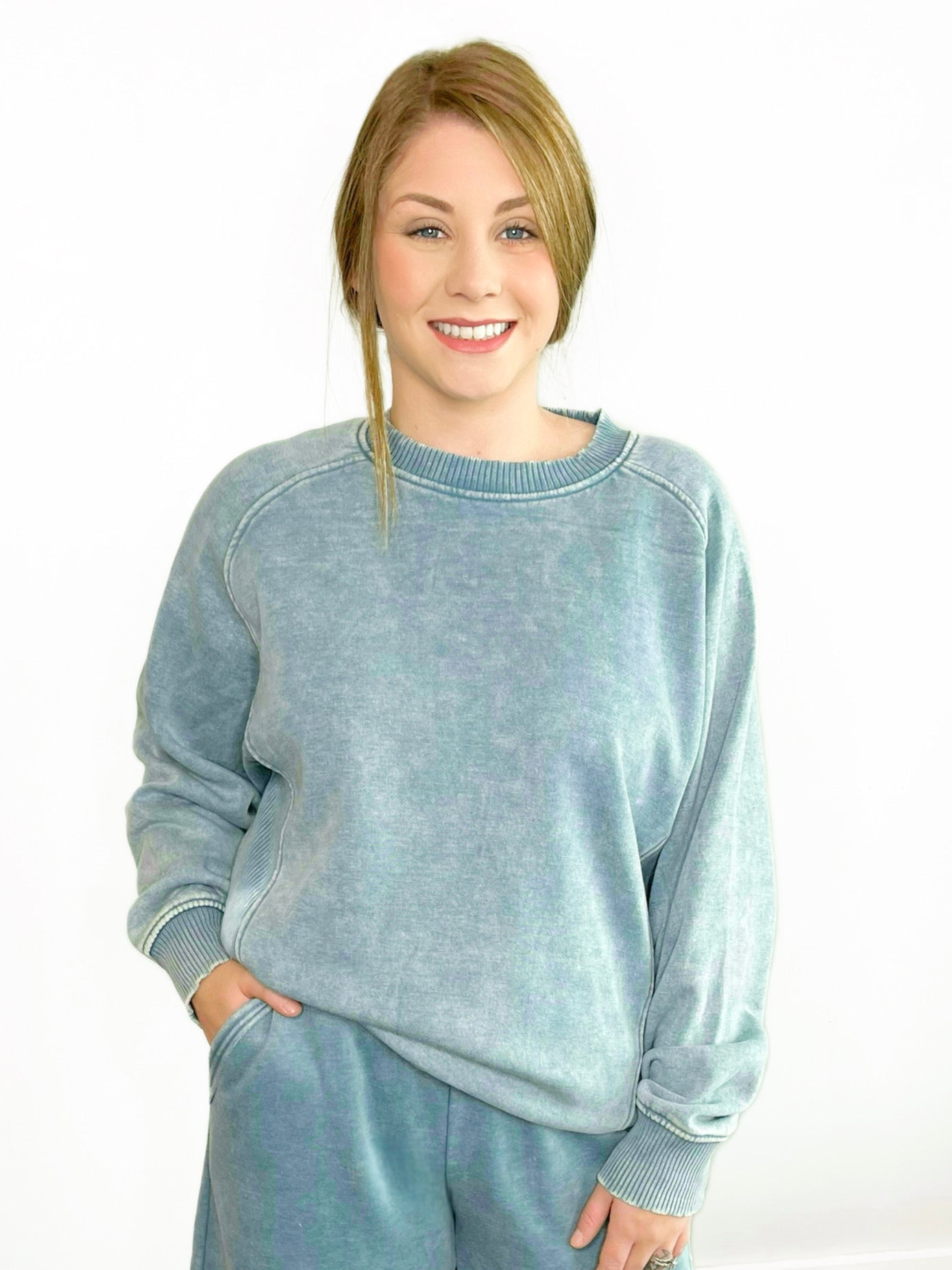 Bailey Raglan Sweatshirt | Blue Grey