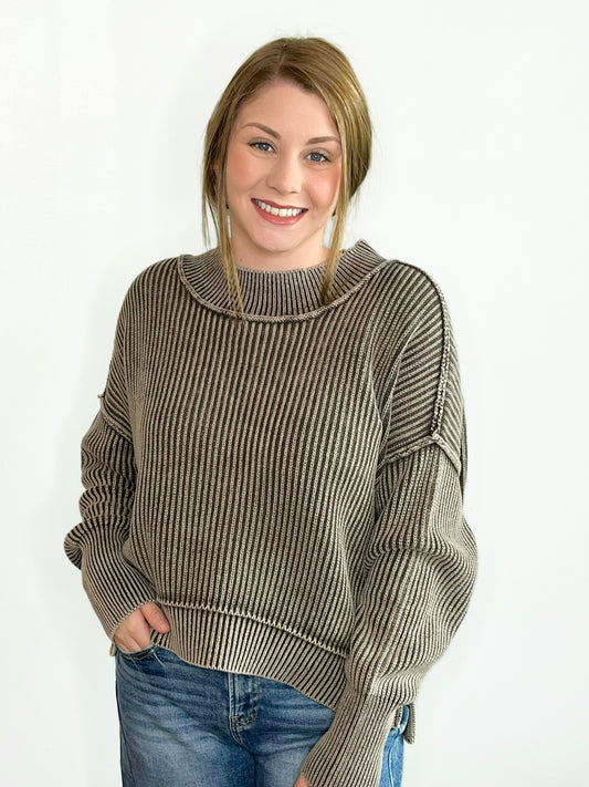 Eloise Washed Oversized Boxy Sweater | Brown