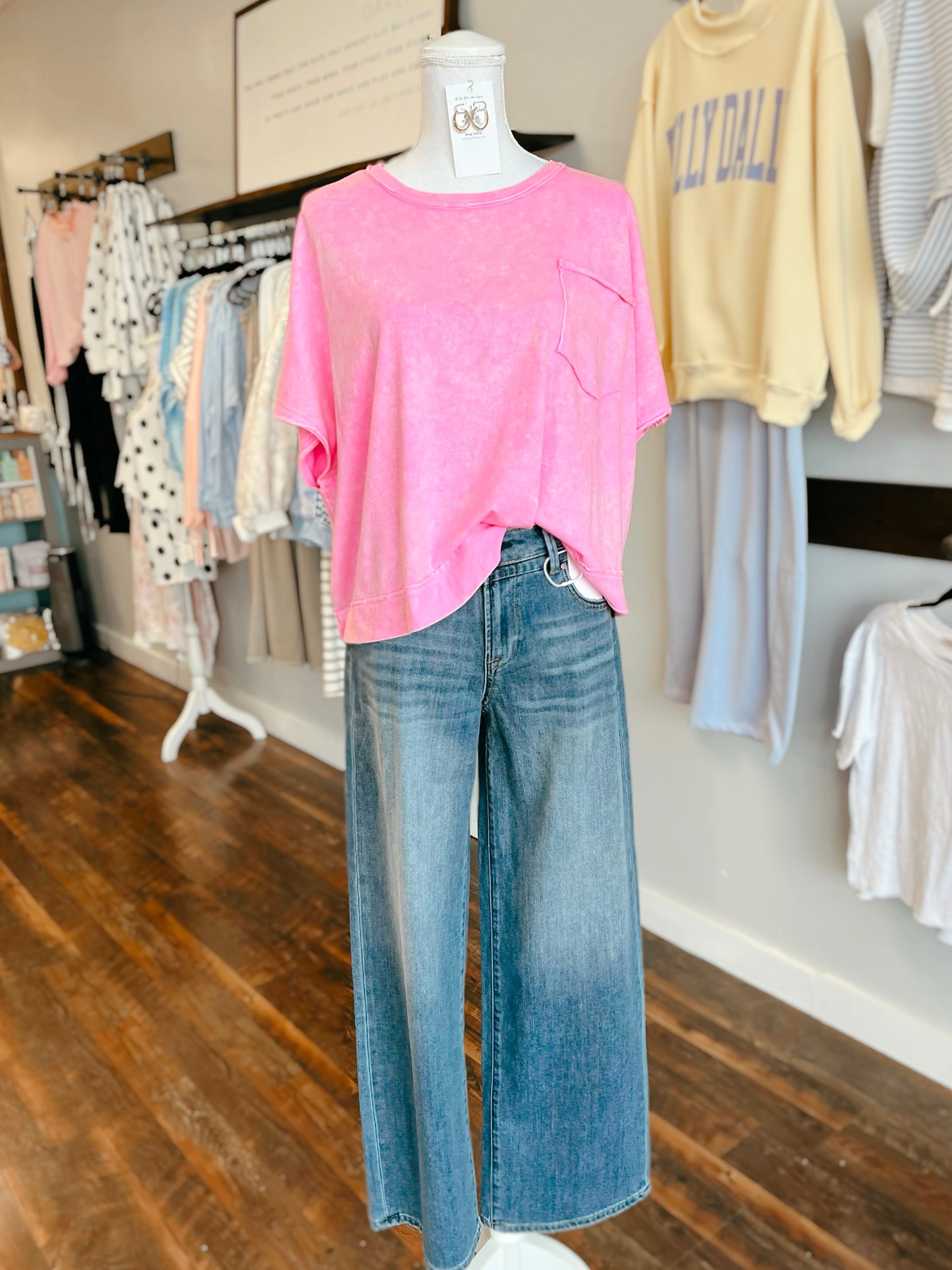 Jenna Washed Oversized Top | Pink