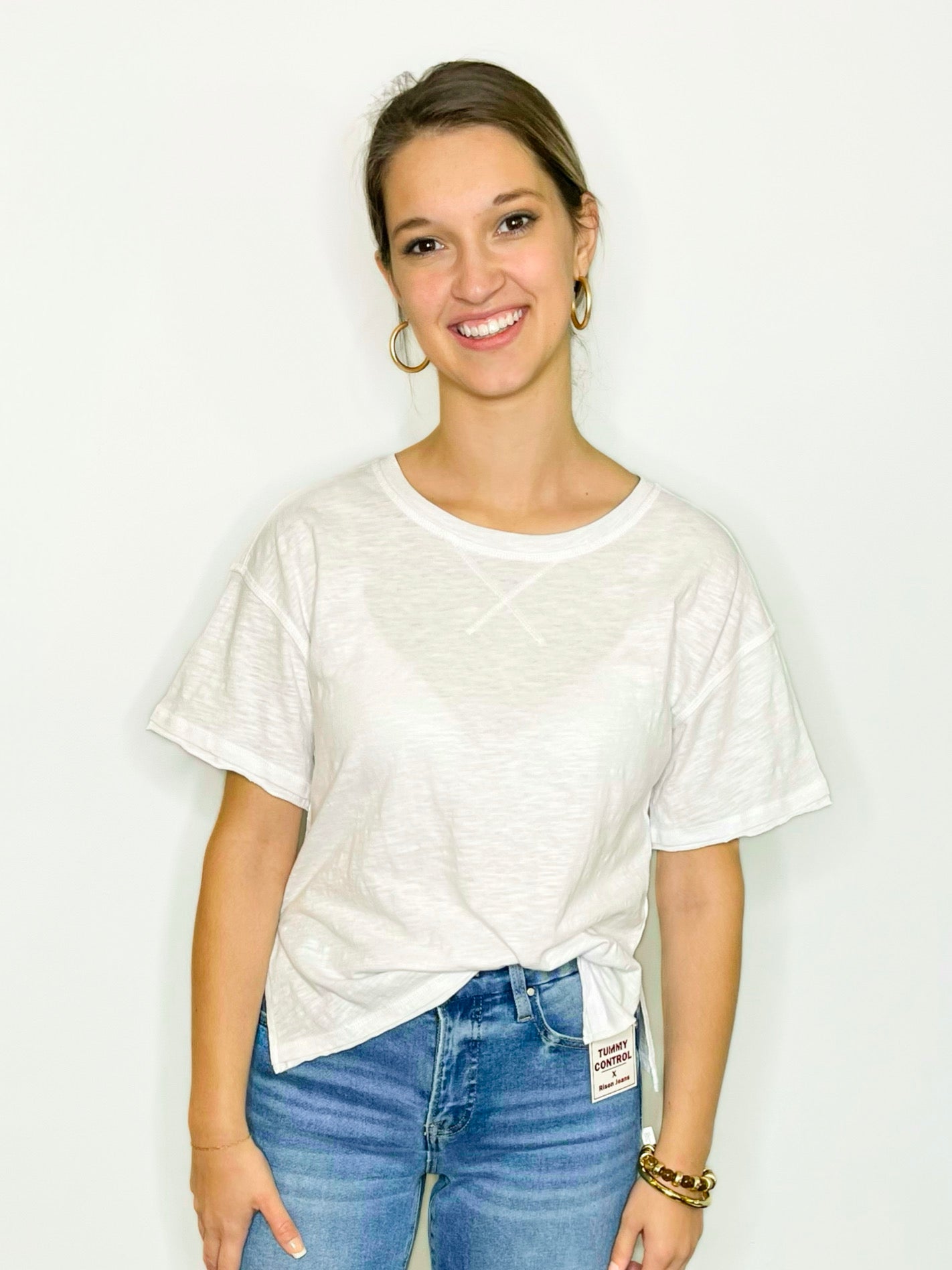 Leah Cotton Slub Tee | White