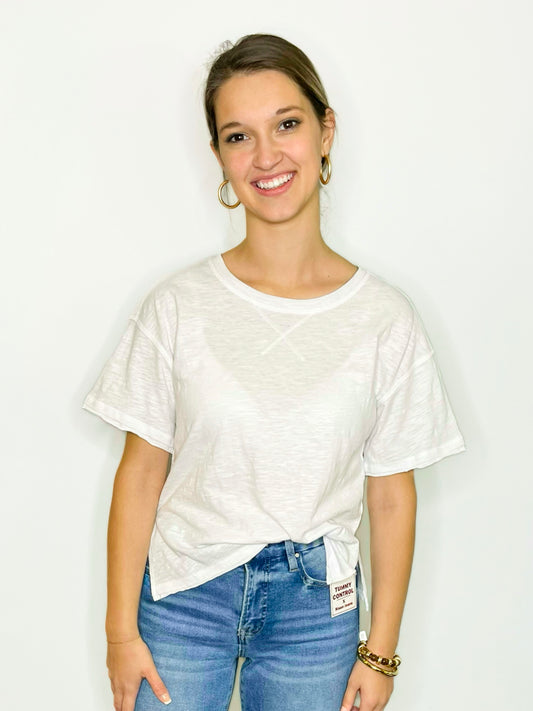 Leah Cotton Slub Tee | White