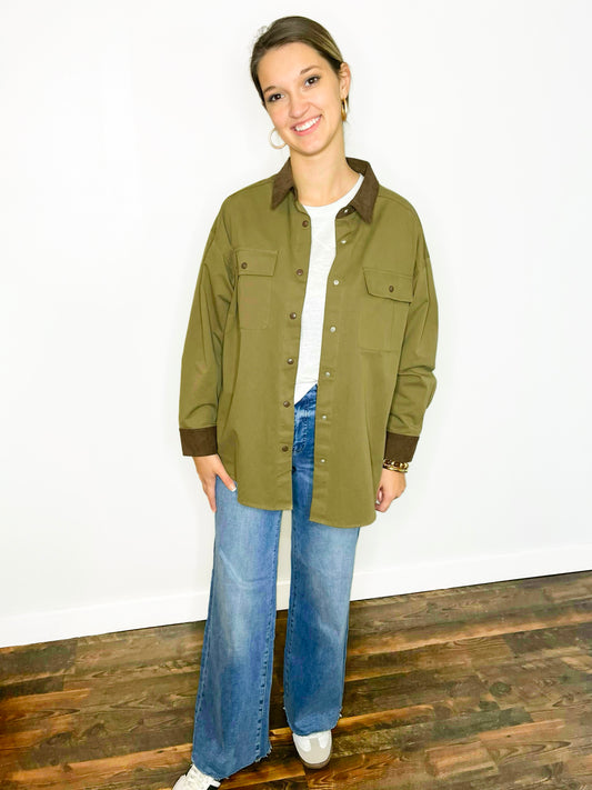 Amelia Button-Down Barn Jacket | Olive