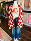 Priscilla Checkered Cardigan | Red