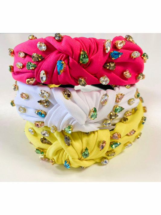 Multi-Colored Rhinestone Knot Headbands